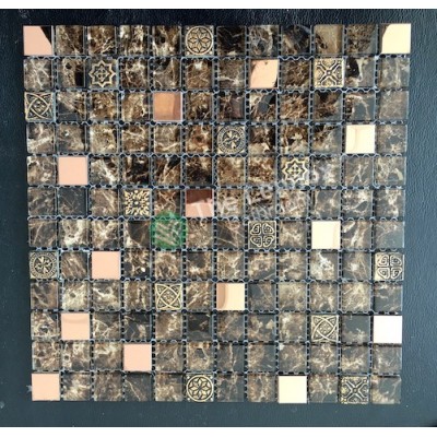 Glass And Carving Resin Mosaic Tile - Brown